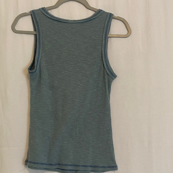 Blue Sleeveless Ribbed Top - Picture 6 of 6